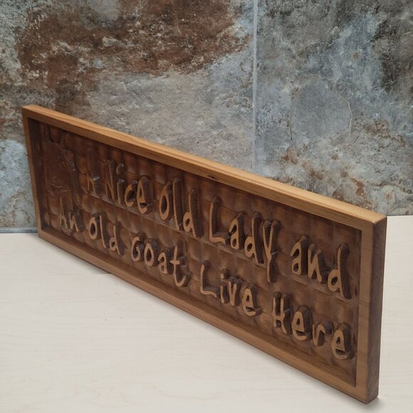 A Nice Old lady and An Old Goat Live Here Engraved Wood Wall Decor - Picture 6 of 12